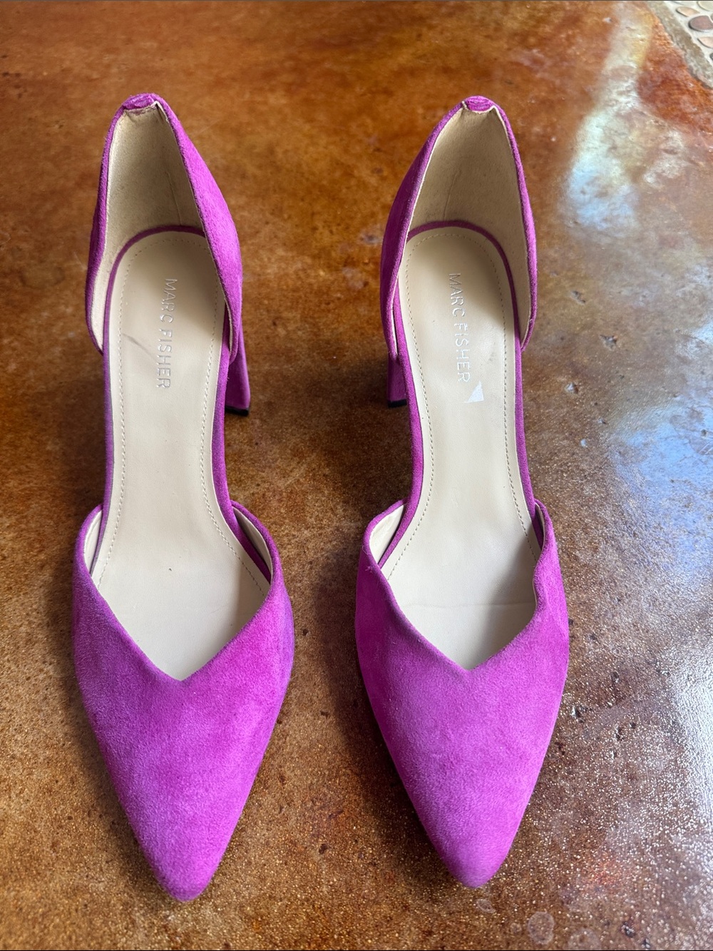 Marc Fisher Pink Suede Pointed-Toe D'Orsay Pumps